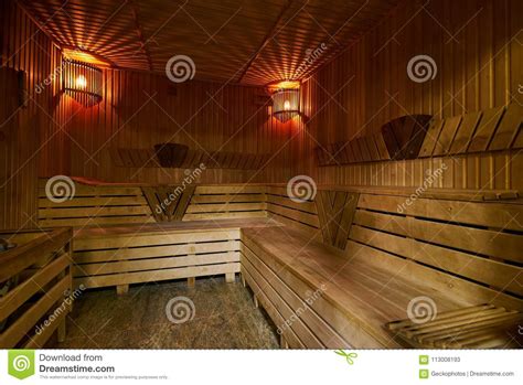 Wooden Sauna Interior Stock Image Image Of Finnish 113008193
