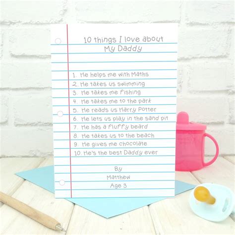 10 Things I Love About Daddy Personalised Card By Chi Chi Moi