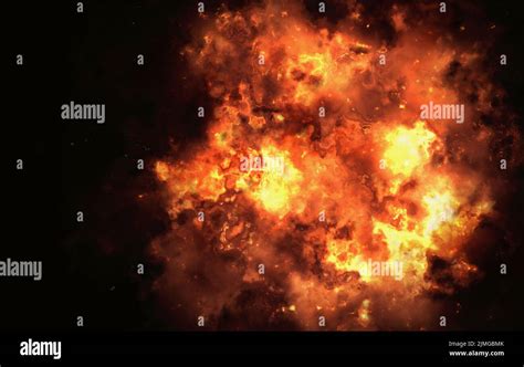 Bright Explosion Flash On A Black Backgrounds Fire Burst Stock Photo