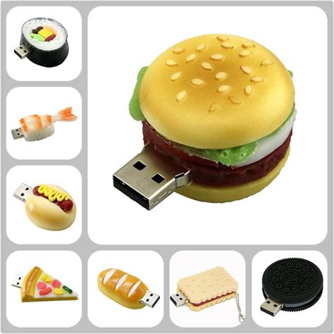 Hamburger Food Usb Flash Drive Creative Sushi Bread Pizza Pendrive Pen
