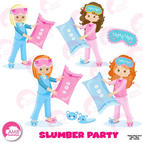 Slumber Party Girls Sleep Over Pyjama Clipart Birthday Wikiclipart