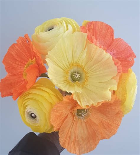 Poppies Iceland Poppiesbridal Bouquet Wedding Buquet Crepe Etsy