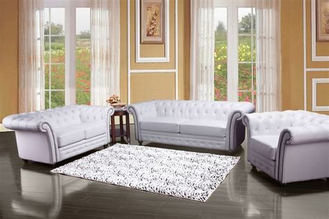 Acme Furniture Camden Bonded Leather 3 Piece Living Room Set In White