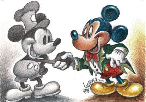 Vintage Mickey Meets Modern Mickey Original Drawing Catawiki