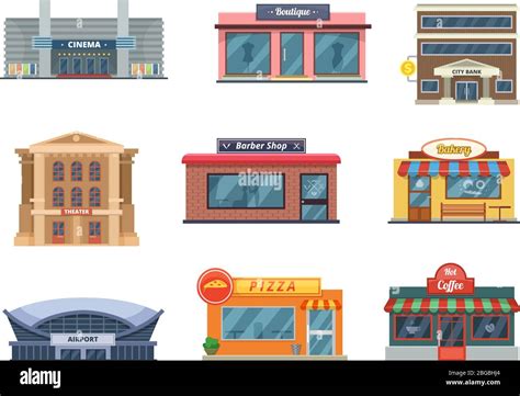 Shops And Municipal Buildings Mini Stores And Others Vector Pictures