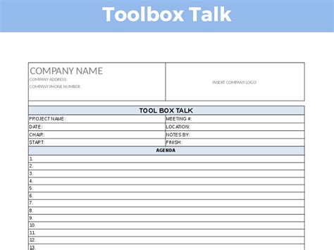 Toolbox Talk Template Printable