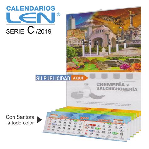 Calendario De Papel Con Varilla Y Santoral De 399 X 786 Cm Len 2019