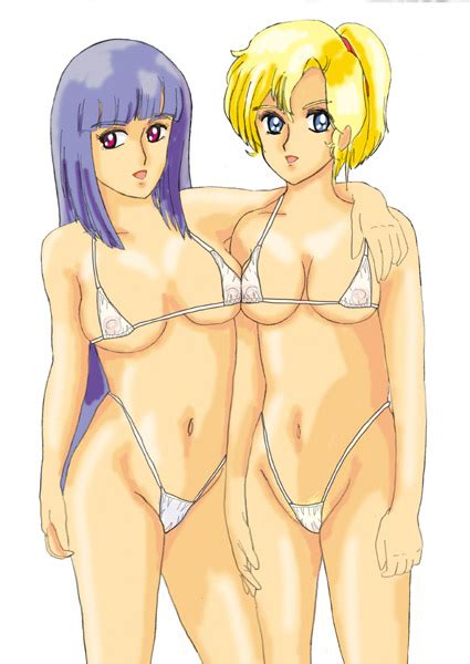 Elle Vianno Roux Louka Gundam Gundam Zz Bikini Blonde Hair Blue Hair Swimsuit Image