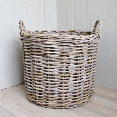2 Round Rattan Baskets Log Laundry | Bliss and Bloom