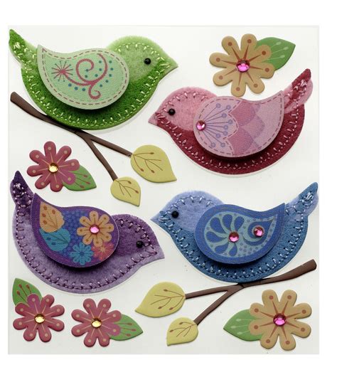 Stitched Colorful Birds Joann Felt Embroidery Felt Birds Ornaments