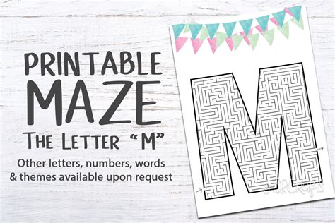Printable Letter M Maze Activity Page For Kids 1 One Page Etsy In