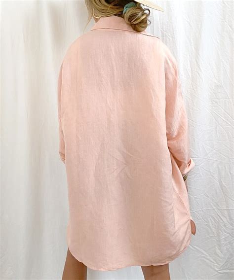 Show Me Your Mumu John Button Down Shirt Pink Linen Msi 4581 Free