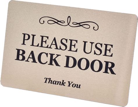 Please Use Back Door Sign Metal Aluminium With Adhesive Notice For