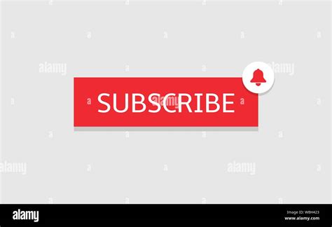 Subscribe Banner Template Red Subscribe Button With Bell Icon Stock