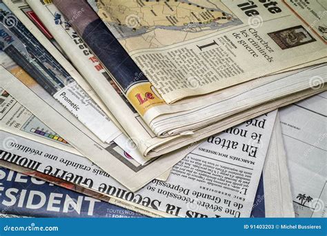 A Stackof Newspapers Editorial Stock Photo Image Of Foreground 91403203