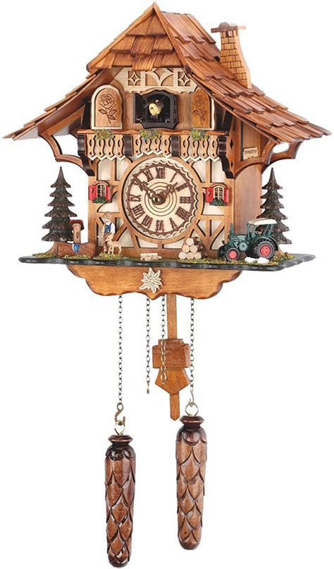 Chalet Quartz Musical Cuckoo Clock Black Forest House By Trenkle Uhren