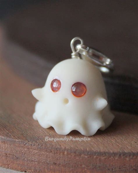 Glow In The Dark Ghost Charm Handmade With Polymer Clay Halloween Clay