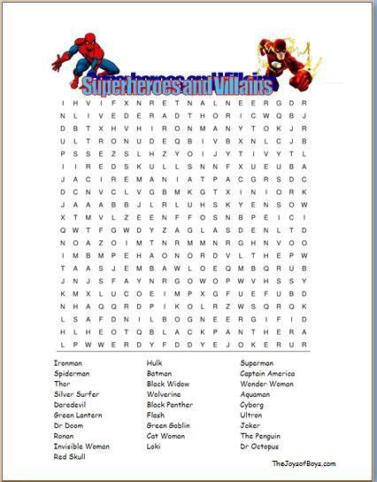 10 Superheroes Word Search Printables For All Kitty Baby Love