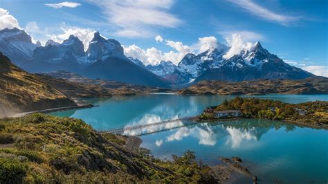 1920x1080 Torres Del Paine Patagonia Chile Mountain Lake Shrubs Road
