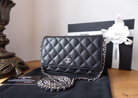 Chanel Classic Woc Wallet On Chain In Black Caviar With Silver Hardware