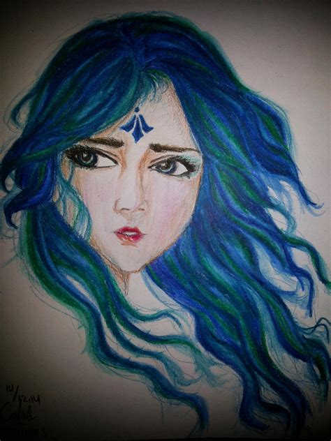 Watercolor Pencil Blue Hair By Carolinesamsuki On Deviantart