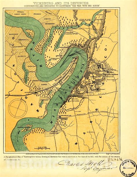 Historic 1863 Map Vicksburg And Its Defences Constructed And
