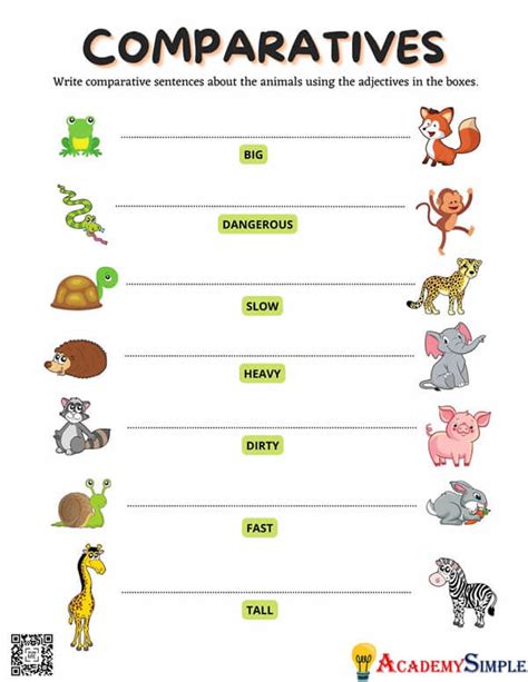 English Grammar Worksheets Comparative Adjectives Academy Simple
