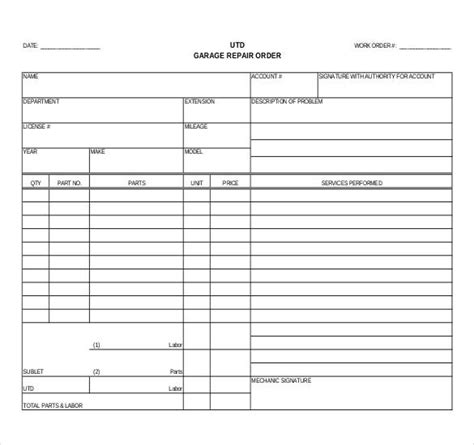 Excel Templates Work Order Template 13 Free Word Excel Pdf Document