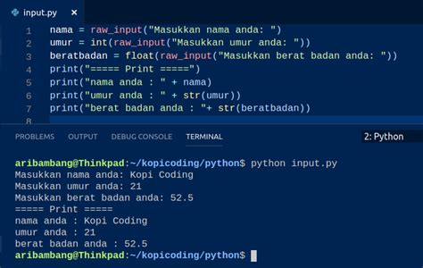 Fungsi Input Tutorial Python Part 3 Kopi Coding