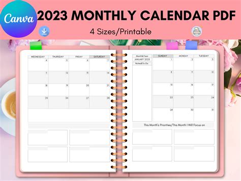 2023 Calendar Canva Template Graphic By Laxuri Art · Creative Fabrica