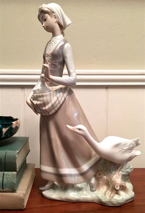 Lladro Porcelain Girl With Goose Figurine Statue 4815 Etsy