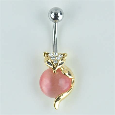 Gold Fox Gem Belly Ring Belly Rings Belly Button Jewelry Gold Fox
