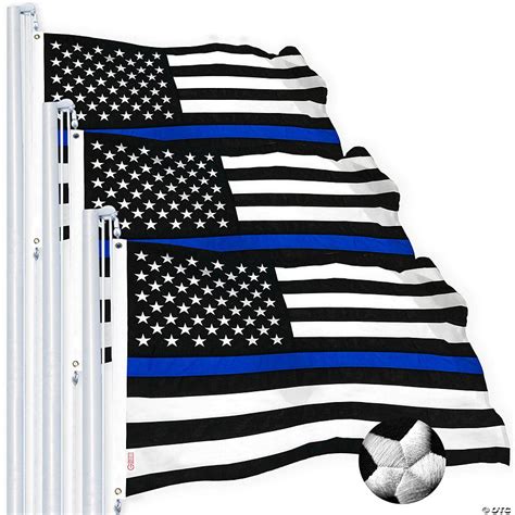 G128 Thin Blue Line Flag 25x4 Ft 3 Pack Embroidered Heavy Duty