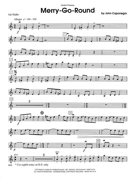 Merry Go Round 1st Violin Sheet Music John Caponegro Orchestra