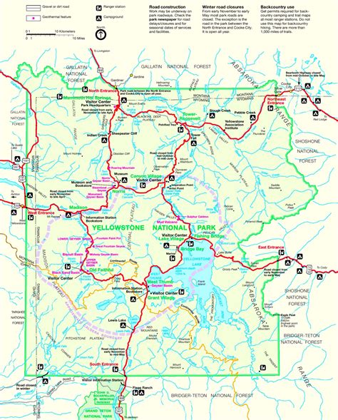 Yellowstone Printable Map Printable World Holiday