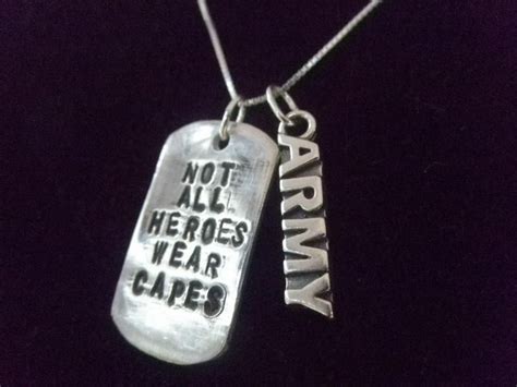 Not All Heroes Wear Capes Hand Stamped Metal Deployment Jewelry