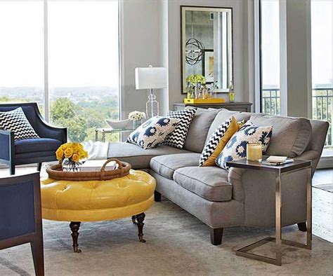 Gray And Yellow Living Room With Grey Wall Paint Color