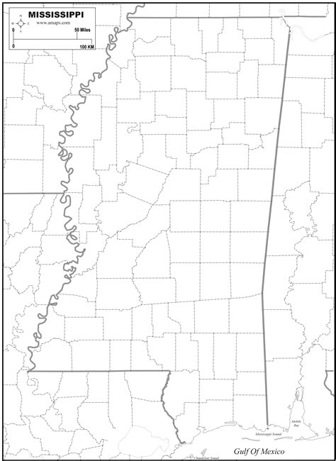 Printable Map Of Mississippi