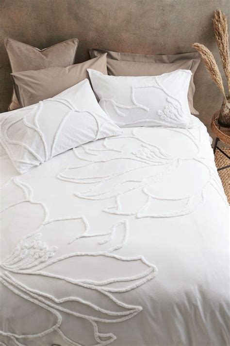 Next 100 Cotton Tufted Floral Duvet Cover And Pillowcase Set White