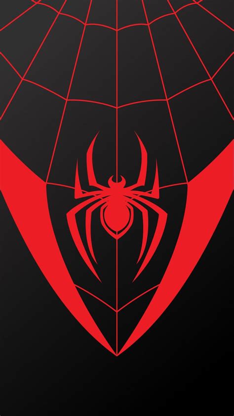 A Spiderman Logo On A Black Background With Red Lines In The Shape Of A Web