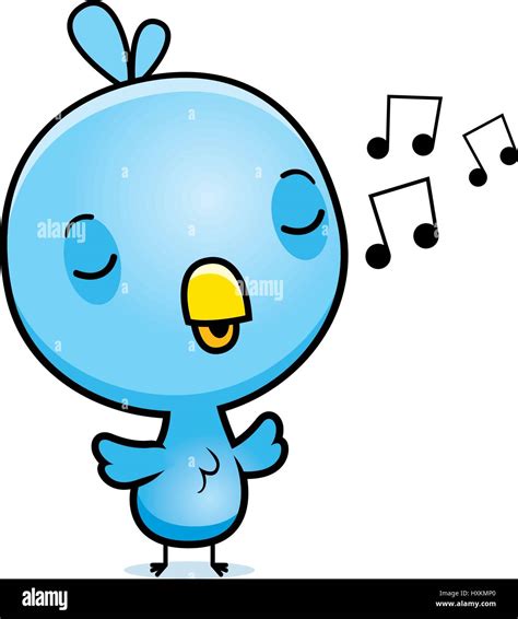 A Cartoon Illustration Of A Baby Blue Bird Singing Stock Vector Image