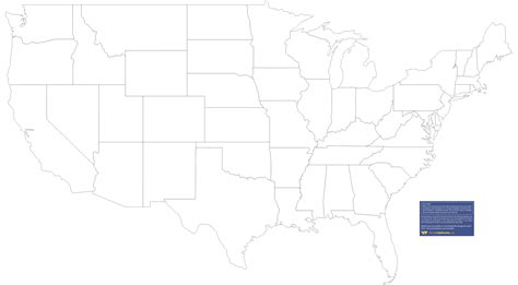 Map Of Us States Thin Outlines