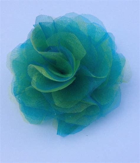 Teal And Lime Green Organza Fabric Flower Hair Clip Hair Etsy