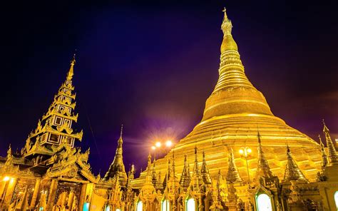 Shwedagon Pagoda At Night In Yangon Myanmar Burma Android Wallpapers