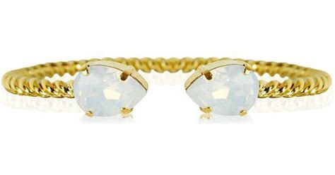 Caroline Svedbom Mini Drop Brass Gold Plated Bracelet W White Opal Swarovski Crystals • Pris