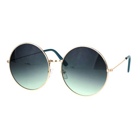 Classic Oversize Joplin Style Hippie Round Circle Lens Sunglasses Gold