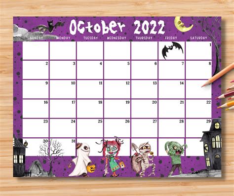 October Calendar Planner Calendar Monthly Calendar Halloween Party