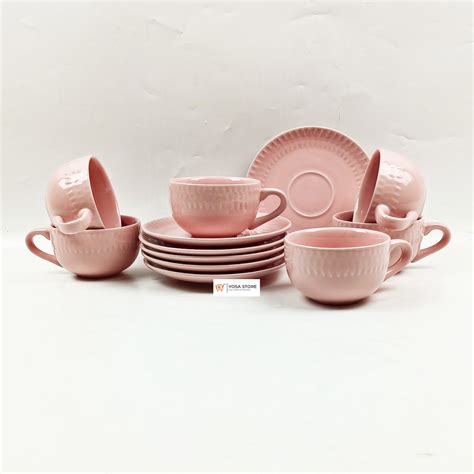 Jual Cangkir Set Keramik Coffee Latte Kopi Teh Tipe Kpcsek Pink Muda 12 Pc Shopee Indonesia