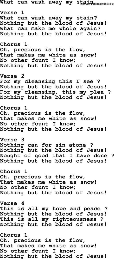 What Can Wash Away My Stain Apostolic And Pentecostal Hymns And Gospel Songs Lyrics And PDF