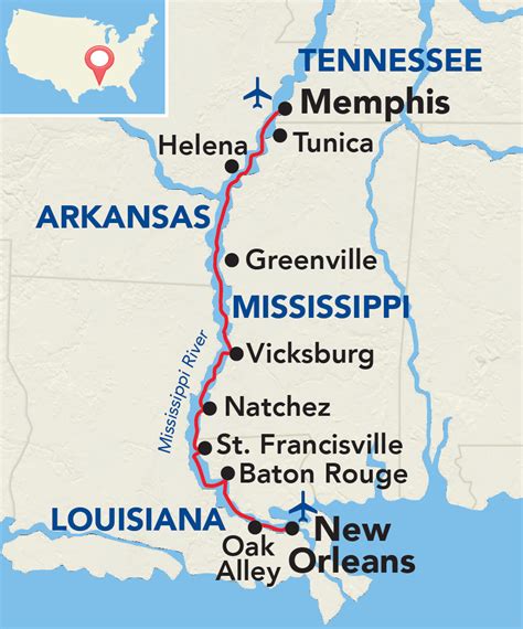 Lower Mississippi River Itinerary Map Mississippi River Cruise